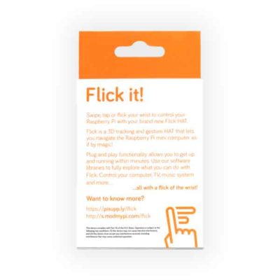 Flick - 3D Tracking & Gesture Sensor HAT back packaging