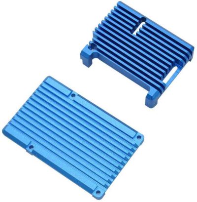 top and bottom pi 4 heatsink case blue