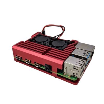Raspberry Pi 4 Heatsink case met fan rood