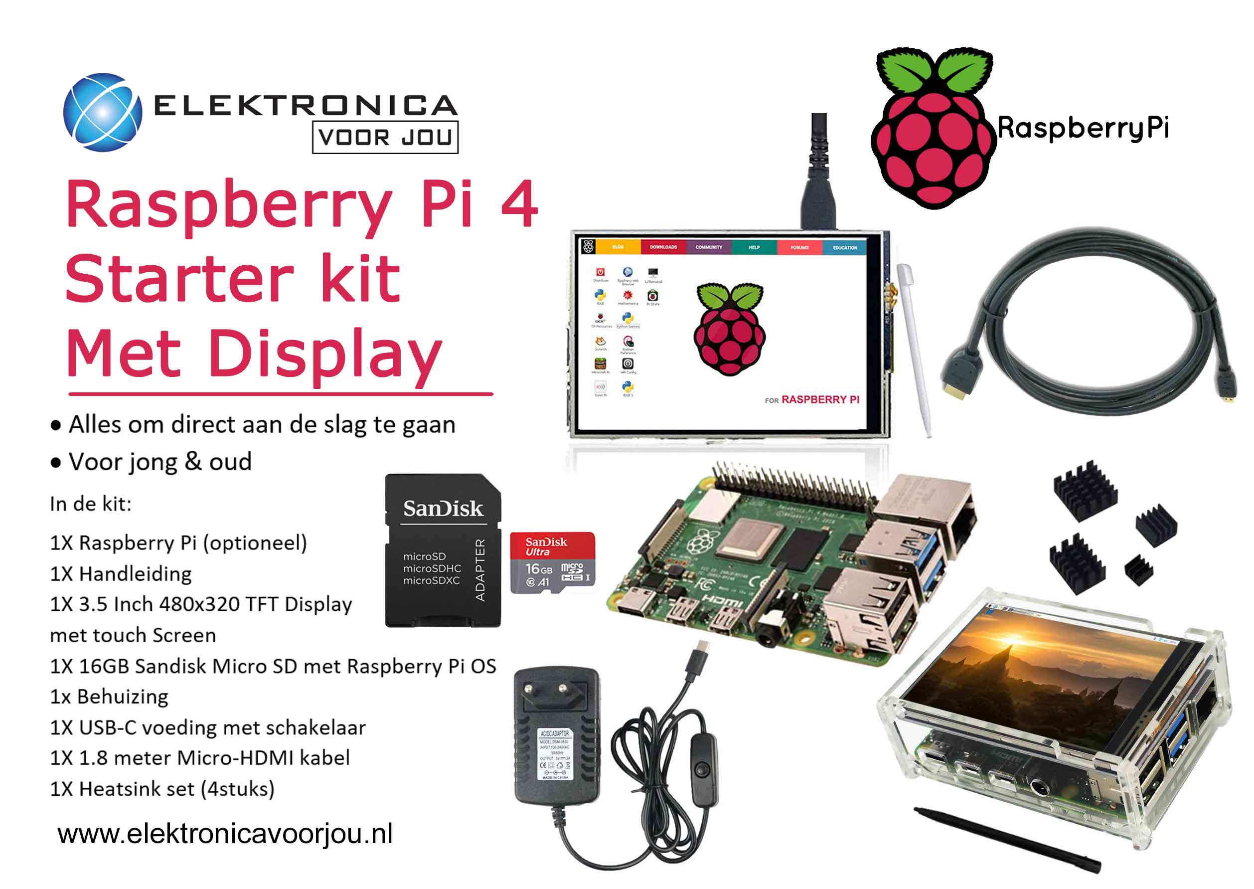 Raspberry Pi 4 starter kit met display