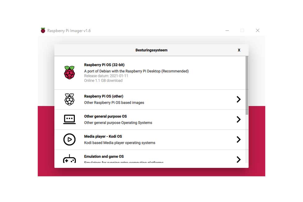 Nieuwe update Raspberry Pi Imager (V1.6)