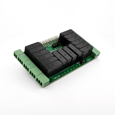 Side of a 16-Relay 2A/24V HAT Front Raspberry Pi