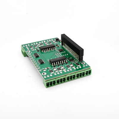 Side view of an 8-HV Digital Inputs HAT Front Raspberry Pi