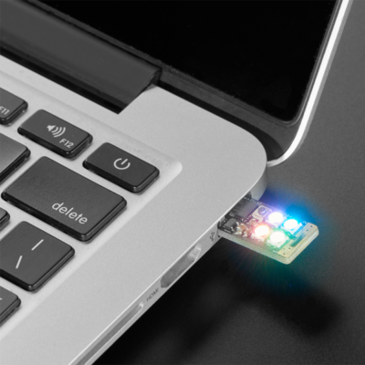 Adafruit Neo Trinkey SAMD21 USB Key 4 NeoPixels in laptop