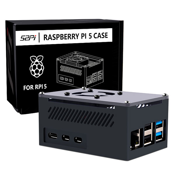 Audiophonics - Boîtier Dissipateur Aluminium pour Raspberry Pi 4 Noir