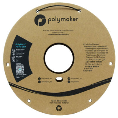 Spule Polymaker Filament – ​​PolyMax PETG-ESD Schwarz – 1,75 mm – 0,5 kg