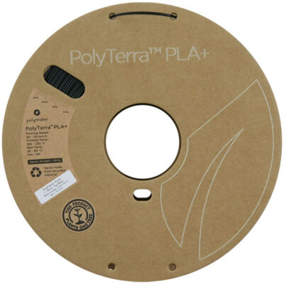 Spule aus Polymaker-Filament – ​​PolyTerra PLA+ Schwarz – 1,75 mm – 1 kg