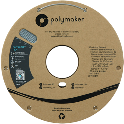 Zijkant Filament – PolySonic PLA Grey – 1,75mm – 1KG