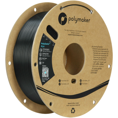 Polymaker Filament – PolySonic PLA Black – 1,75mm – 1KG zijkant