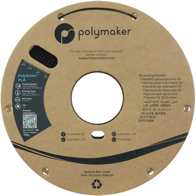 Zijkant Polymaker Filament – PolySonic PLA Black – 1,75mm – 1KG