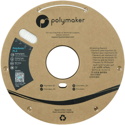 Zijkant Polymaker Filament – PolySonic PLA White – 1,75mm – 1KG