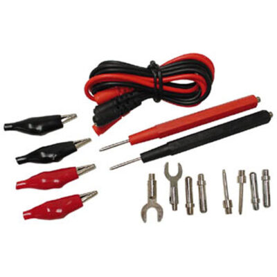 Set universele meetpennen, voor multimeter, 30 V, 90 cm kabel, krokodilklemmen, in draagkoffer, rood en zwart